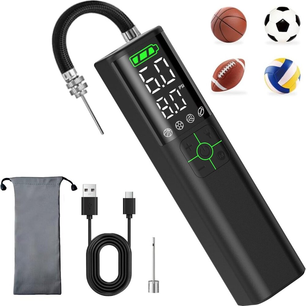 Z10 Electric Ball Pump – Portable Automatic Sports Ball Inflator (Black)